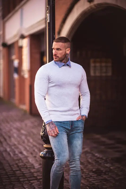 Cavani KN101 Navy - Pull en maille pour hommes. - pullover