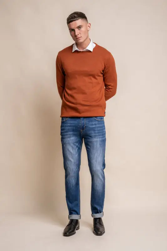Cavani KN101 Navy - Pull en maille pour hommes. - pullover