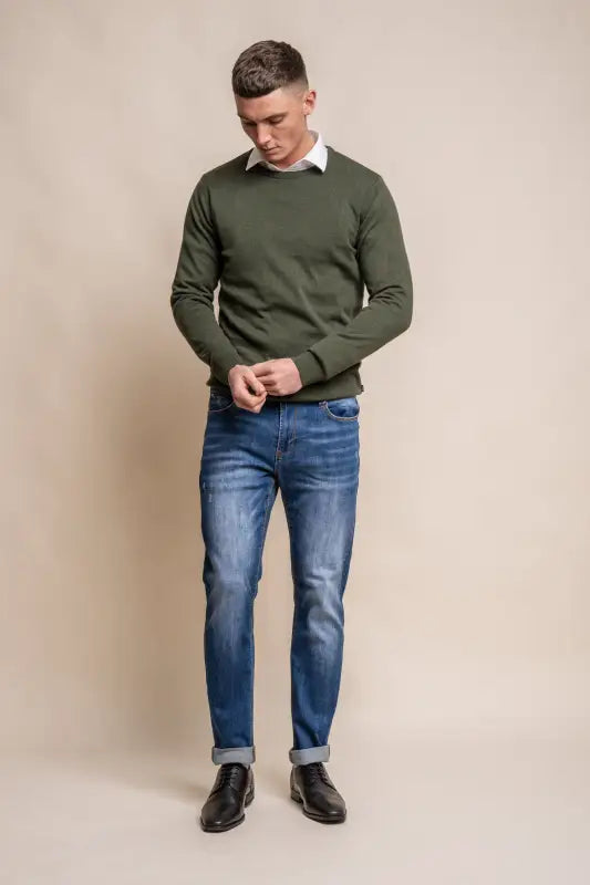 Cavani KN101 Navy - Pull en maille pour hommes. - pullover