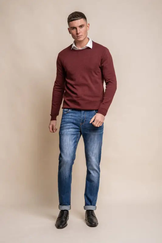 Cavani KN101 Navy - Pull en maille pour hommes. - pullover