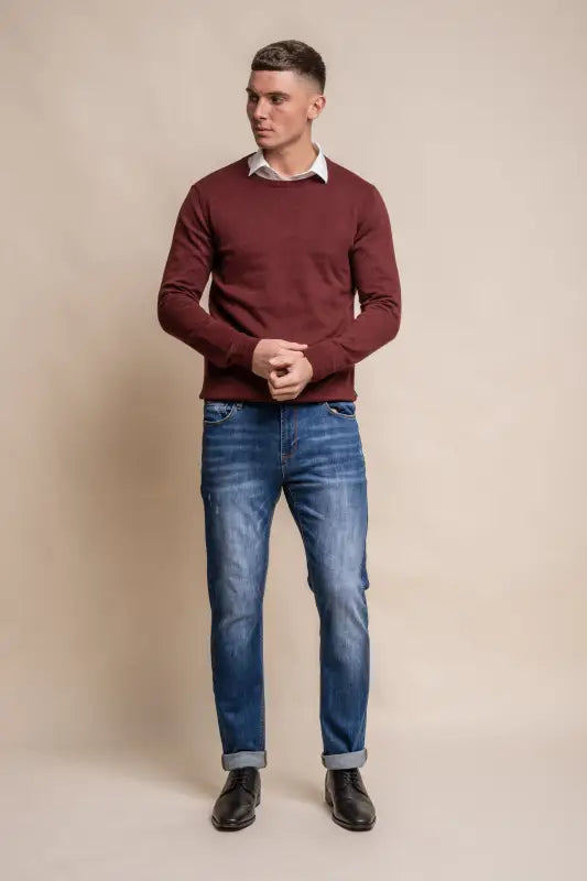 Cavani KN101 Navy - Pull en maille pour hommes. - pullover