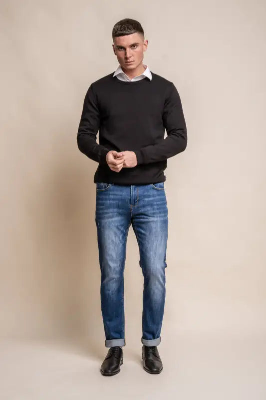 Cavani KN101 Navy - Pull en maille pour hommes. - pullover