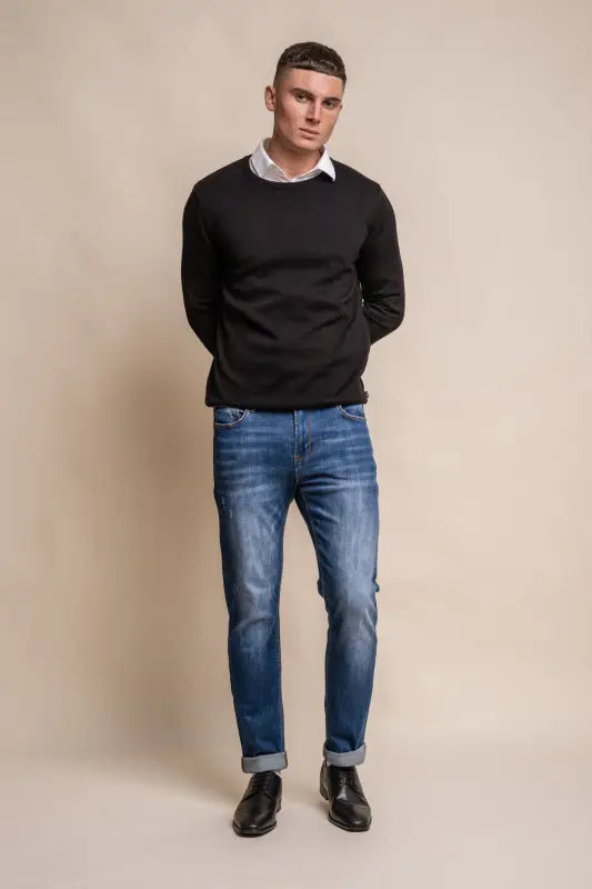 Cavani KN101 Navy - Pull en maille pour hommes. - pullover