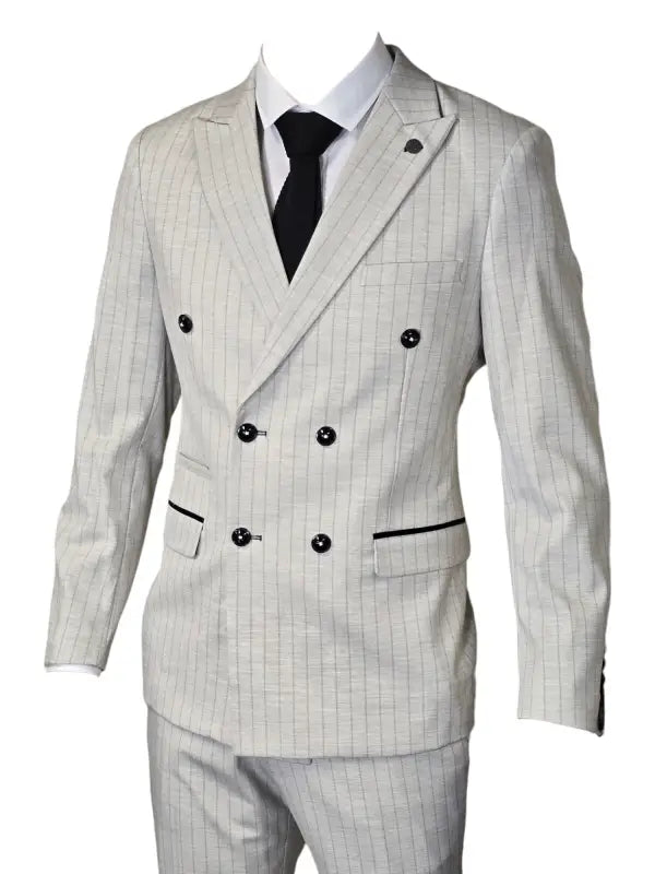 Costume homme à rayures en pierre - Double boutonnage