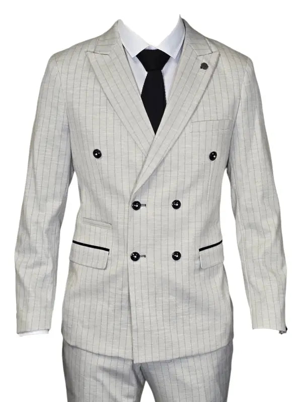 Costume homme à rayures en pierre - Double boutonnage