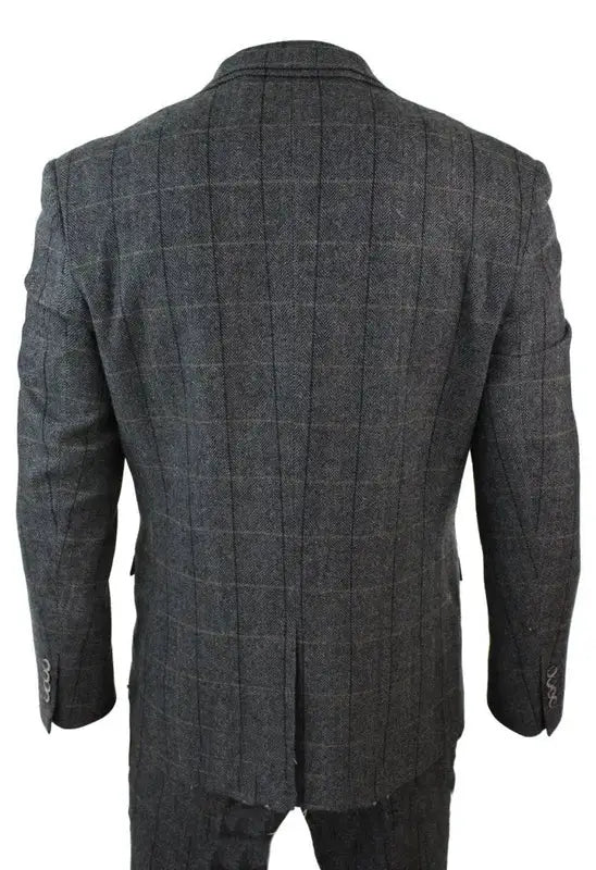 Costume trois pièces gris / bleu marine à chevrons