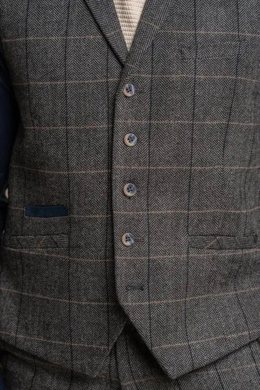 Costume trois pièces gris / bleu marine à chevrons