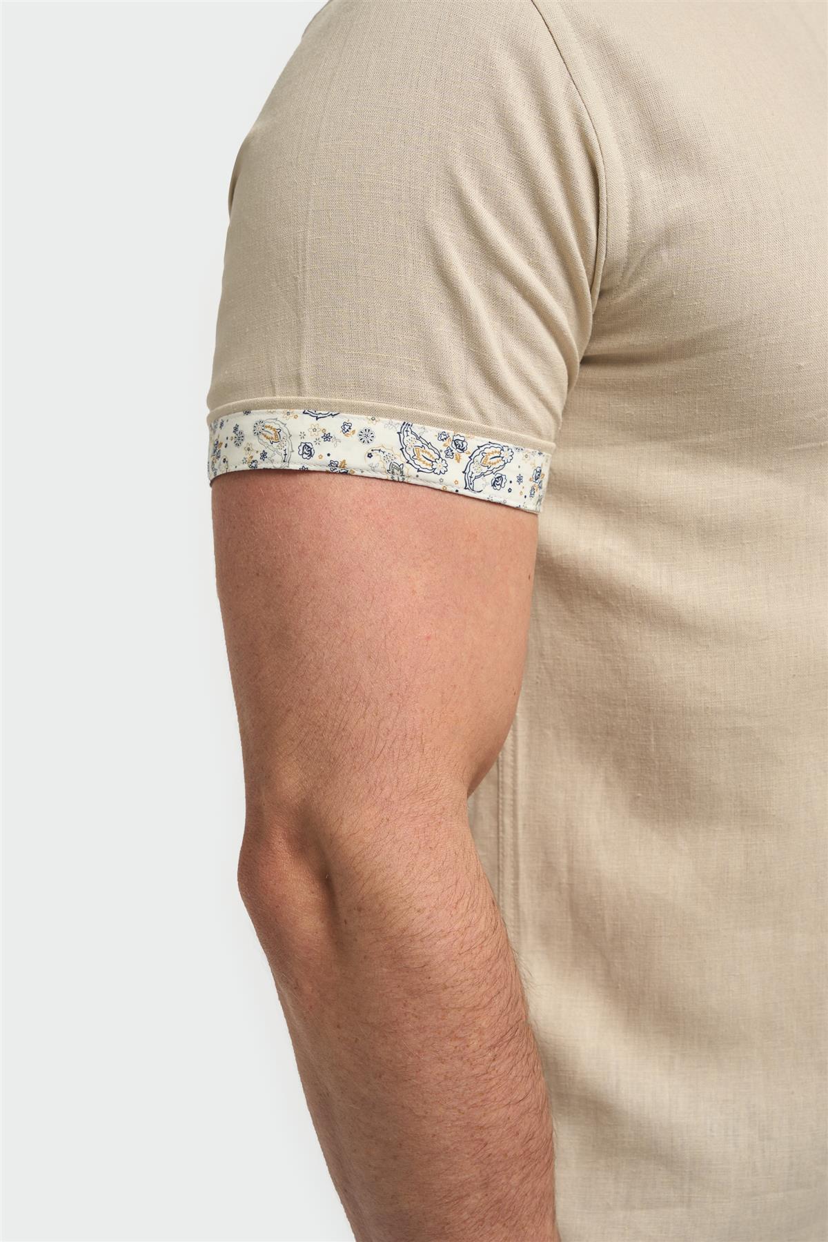 Chemise manches courtes Cavani Matera taupe