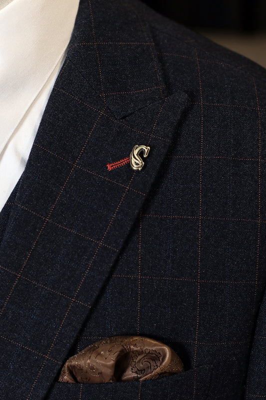 CASTLESON Admiral - Costume homme Check Marine