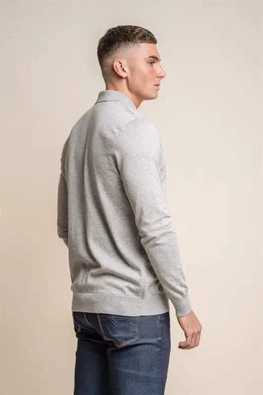 Falcao Grey - Pull pour hommes avec fermeture éclair