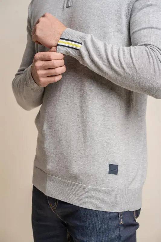 Falcao Grey - Pull pour hommes avec fermeture éclair