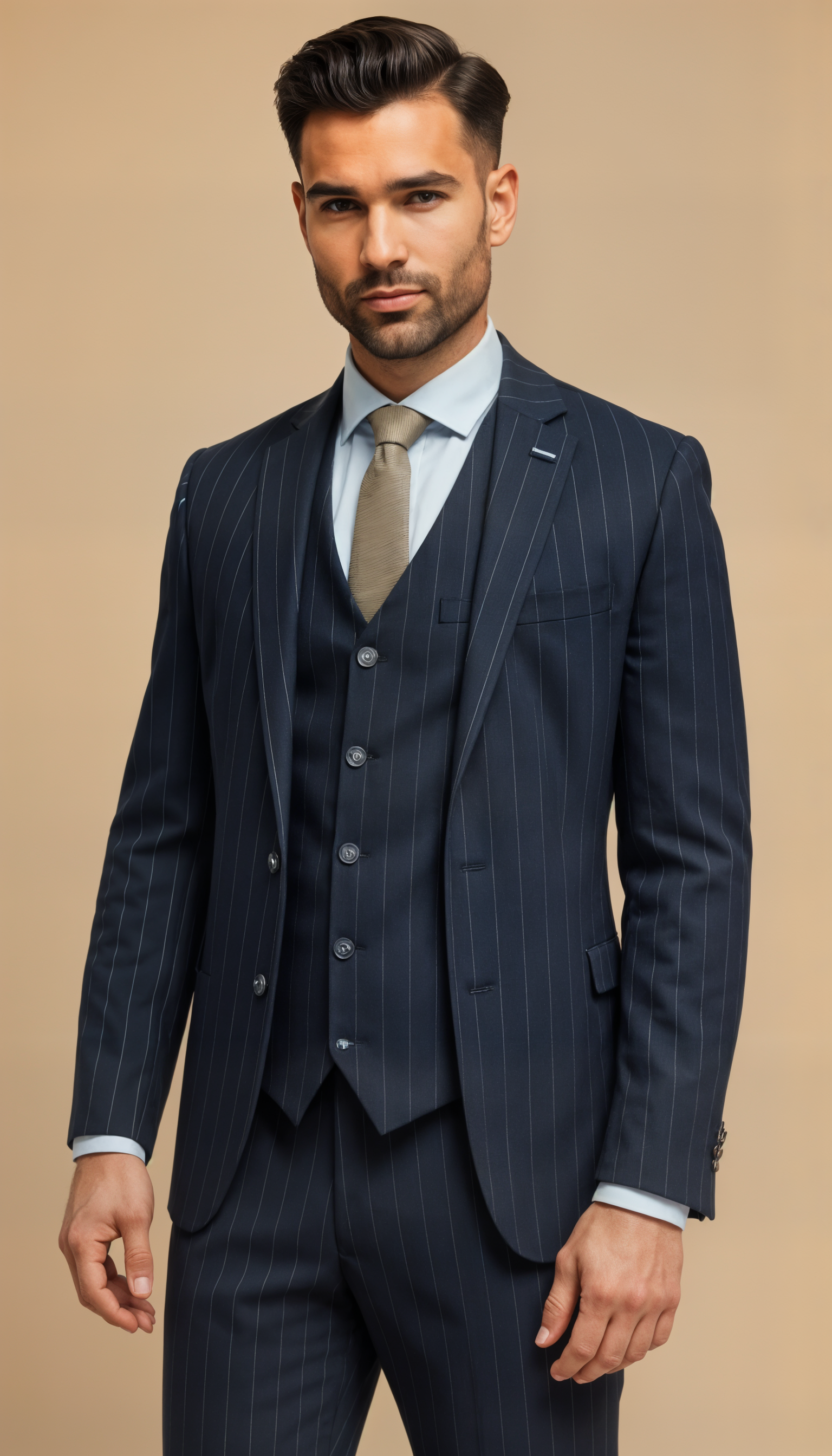 Costume rayé bleu marine pour hommes - Cavani Invincible Suit