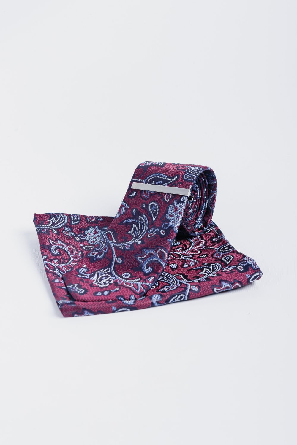 Cavani - Ensemble de cravate Paisley vin marine - Gentleman