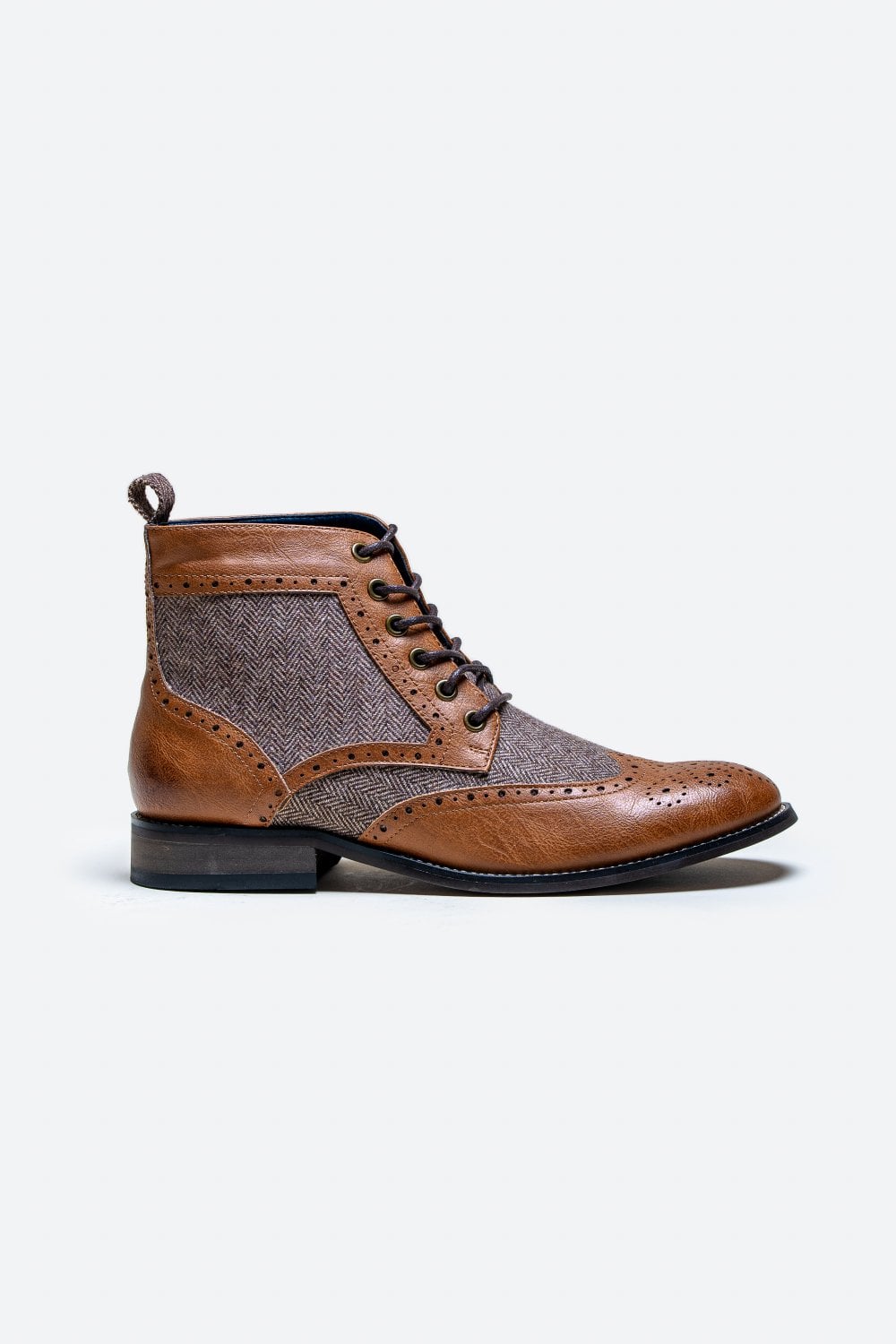 Bottes à lacets en tweed marron clair | Cavani Jones Tan