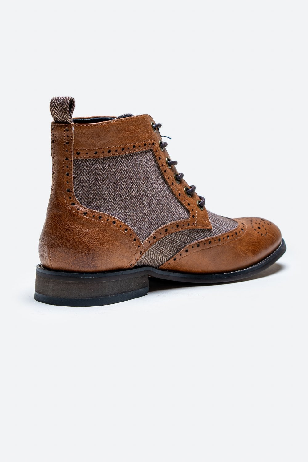 Bottes à lacets en tweed marron clair | Cavani Jones Tan