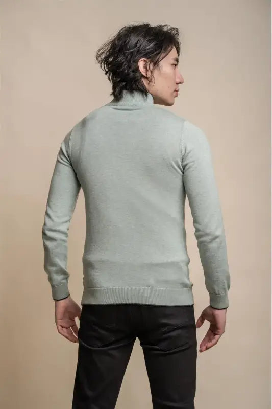 Kyle Almond Green - Pull pour hommes avec fermeture éclair