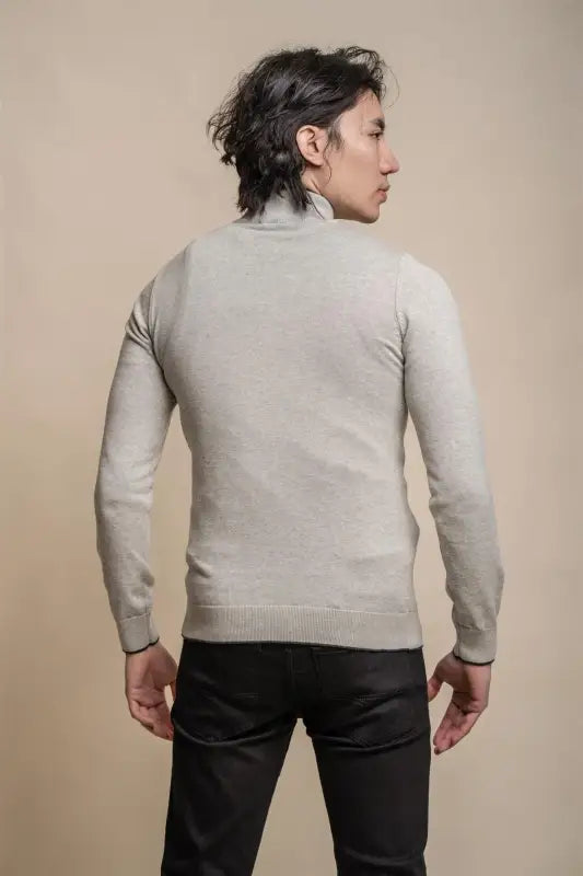 Kyle Mid Grey - Pull pour hommes avec fermeture éclair