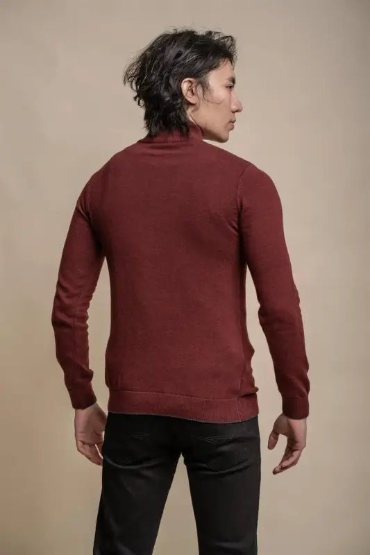 Kyle Wine Red - Pull pour hommes avec fermeture éclair