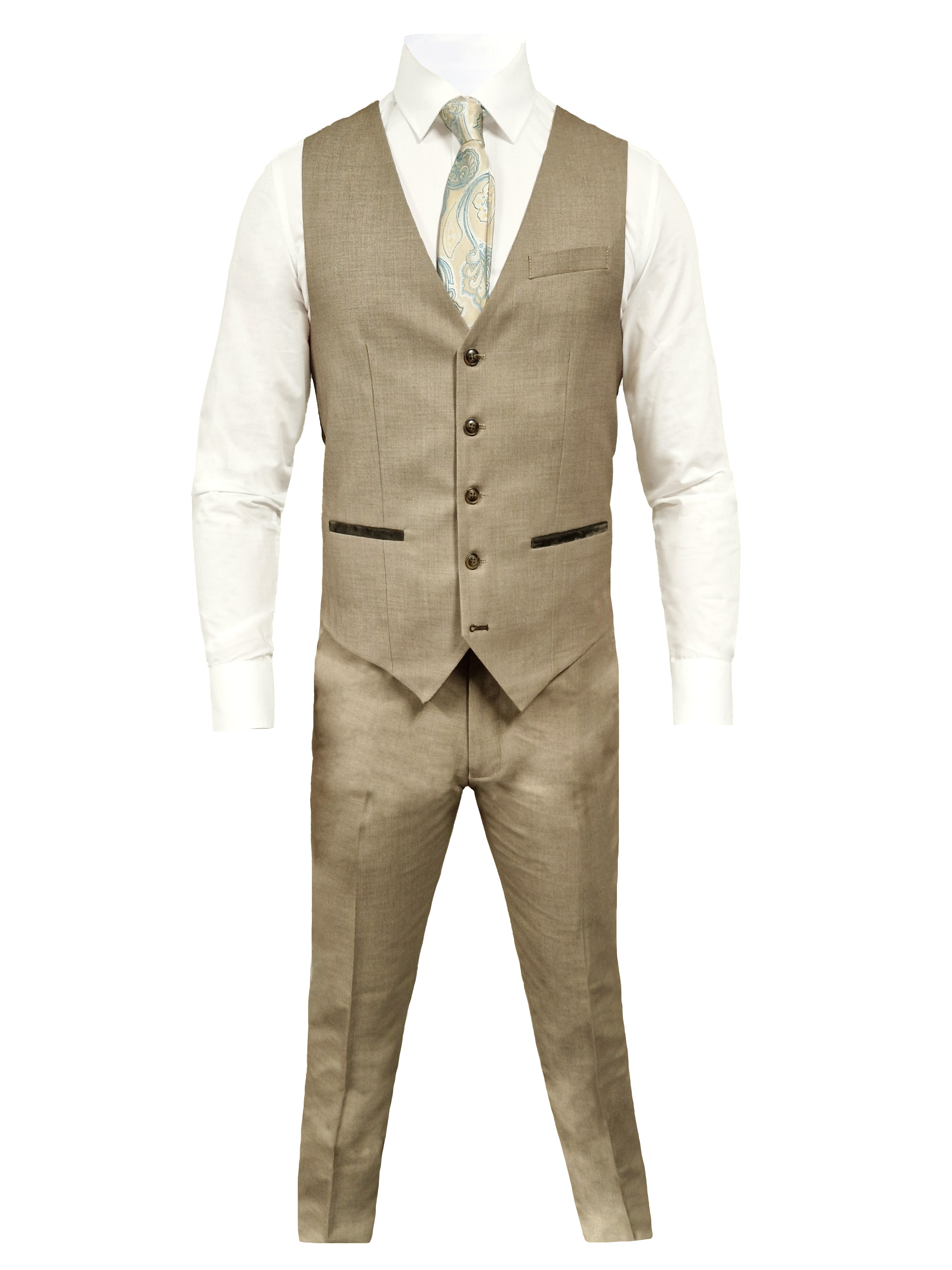 TAVERNY Major - Costume Trois Pièces Pour Hommes Beige