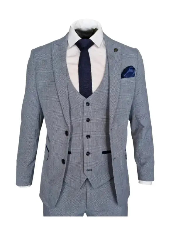 Marc Darcy - Blazer à carreaux Bleu clair Bromley Ciel
