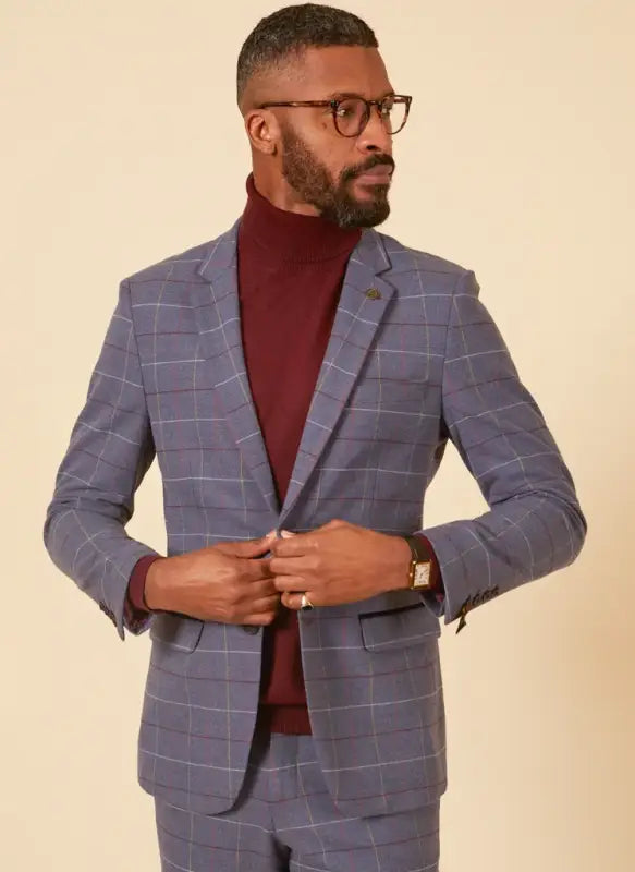 Marc Darcy - Blazer Drake Bleu Ciel à Motif Carreaux 1