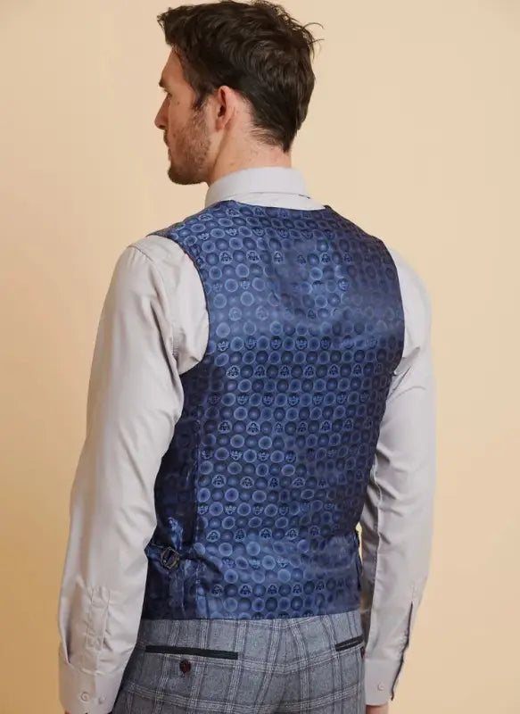 Marc Darcy - Gilet Abbott Bleu Tweed à Carreaux