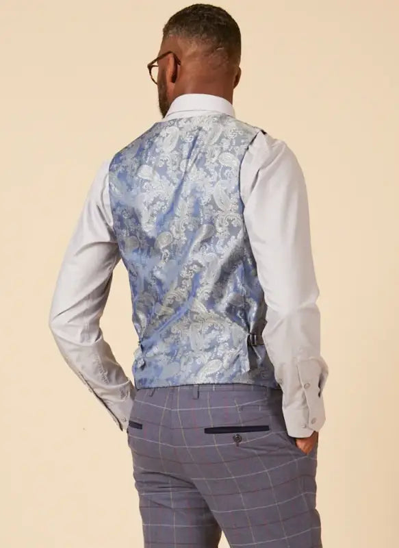 Marc Darcy - Gilet Drake Bleu Ciel à Motif Carreaux 2