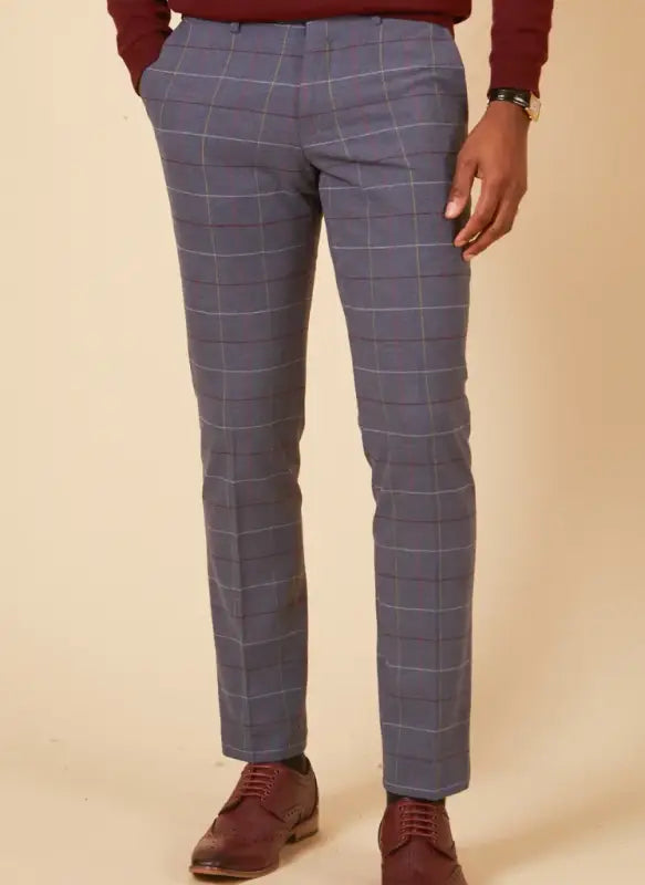 Marc Darcy - Pantalon Drake Bleu Ciel à Motif Carreaux 1