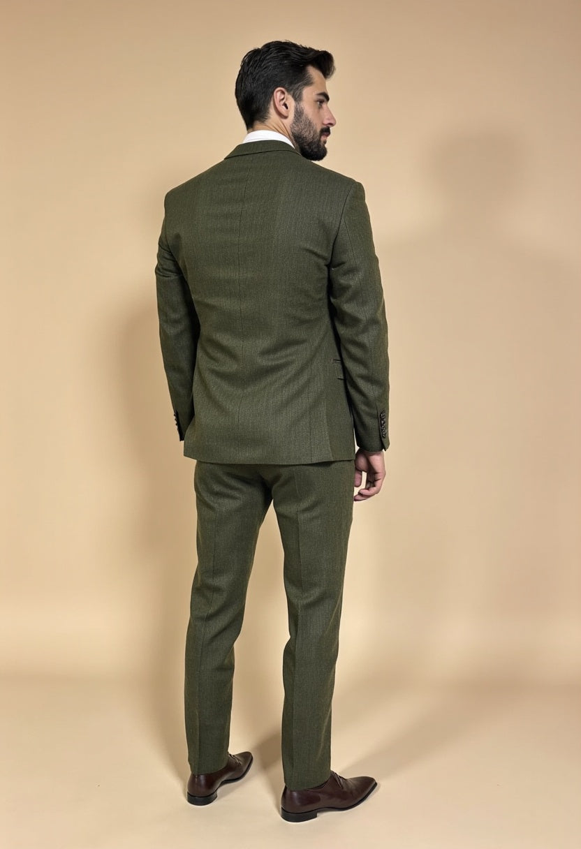 CASTLESON Chief - Costume homme en tweed olive Mix & Match