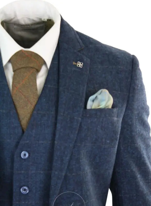 Costume tweed Carnegi trois pièces bleu marine style Peaky