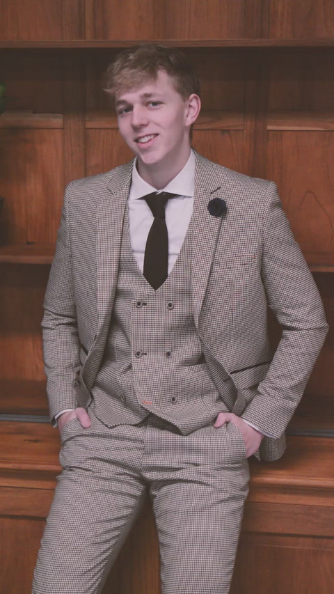 Costume Tweed Pièces Homme Costume Pièces Tweed Pied-de-Poule