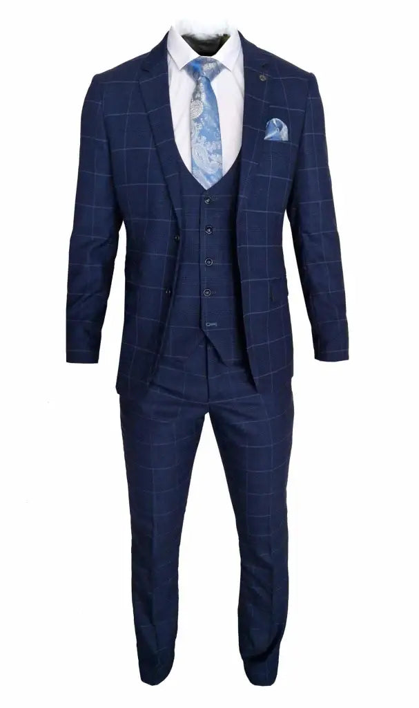 Costume pour homme bleu marine - costume à carreaux 3