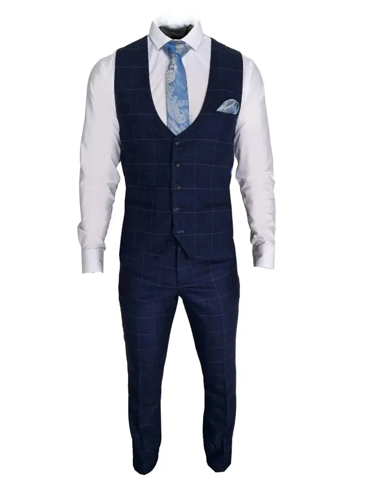 Costume pour homme bleu marine - costume à carreaux 3