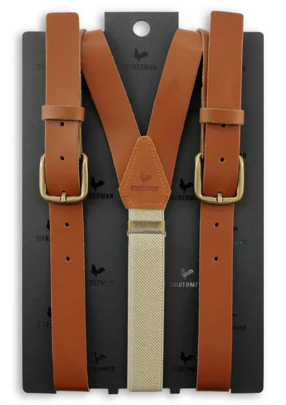 Bretelles classiques en cuir coloris cognac