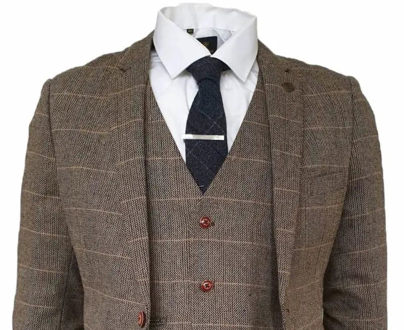 Costume trois pièces Peaky Blinders à chevrons marron - Marc