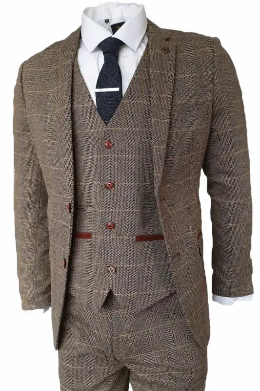 Costume trois pièces Peaky Blinders à chevrons marron - Marc