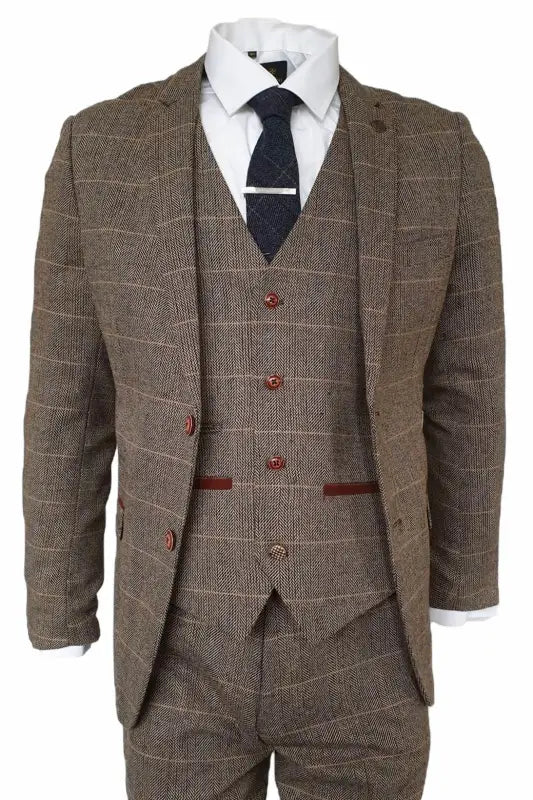 Costume trois pièces Peaky Blinders à chevrons marron - Marc