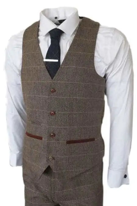 Costume trois pièces Peaky Blinders à chevrons marron - Marc