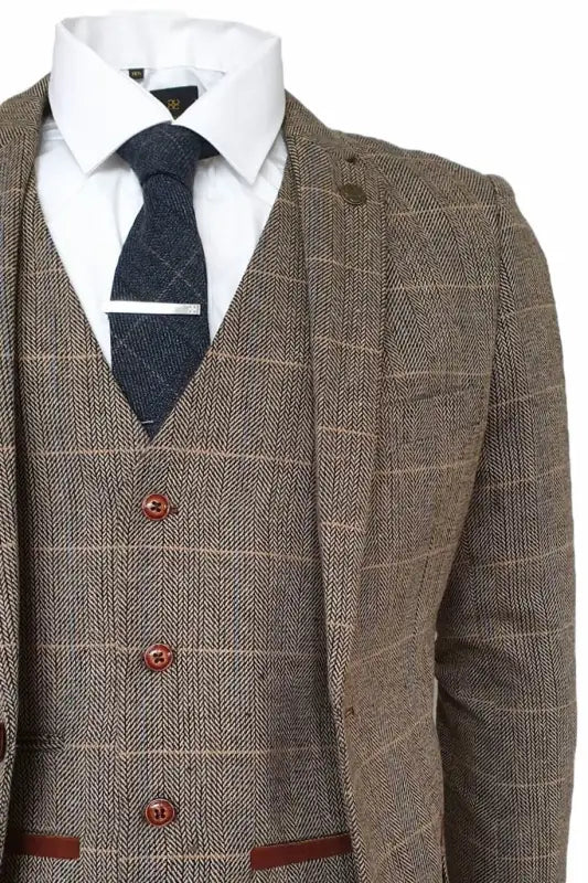 Costume trois pièces Peaky Blinders à chevrons marron - Marc