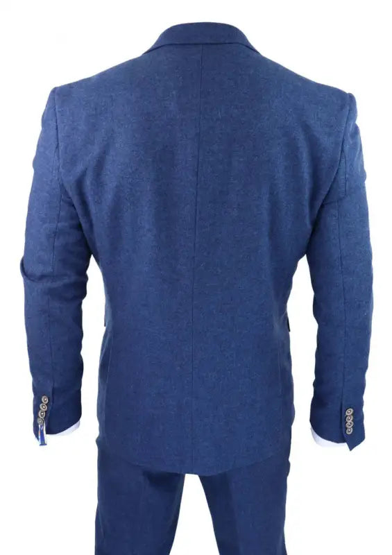 Costume tweed 3 pièces slim fit bleu Orson - Cavani